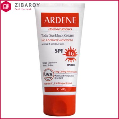 کرم ضد آفتاب رنگی SPF46 آردن مناسب پوست‌های معمولی و حساس حجم 50 گرم