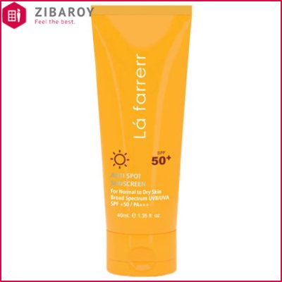 کرم ضد آفتاب و ضد لک SPF50 لافارر مناسب پوست معمولی و خشک حجم 40 میل – (بی رنگ)