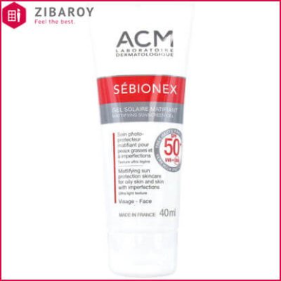 ژل ضد آفتاب صورت ای سی ام SPF50 مدل Sebionex مناسب پوست چرب و مختلط حجم 40 میل