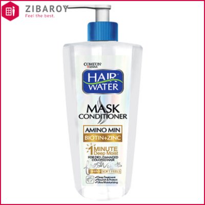 ماسک مو هیر واتر کامان حاوی بیوتین و زینک مناسب موهای خشک، آسیب دیده و رنگ شده 400 میل